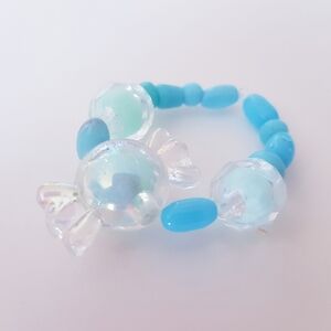 Blue Eye Candy Ring Beaded Handmade Jewelry s9-12